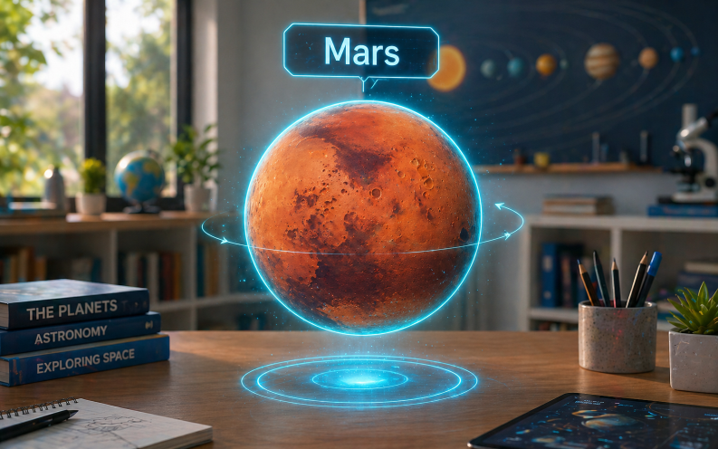 Selected object with a glowing label and spin effect in Figmin XR